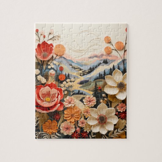 Kühne Blume mit Bergen Puzzle (Vertikal)