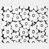 Kühne Blume - Weiß auf Schwarz Fleecedecke (Vorderseite (Horizontal))