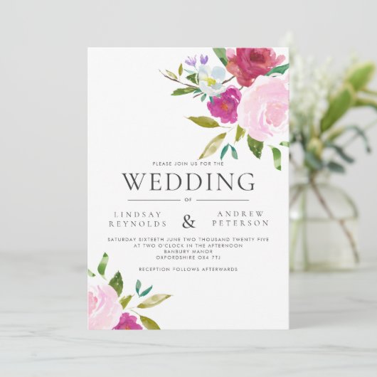 kühne Blumenwasser-Hochzeitsfeier Einladung (Stehend Vorderseite)