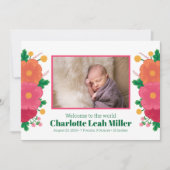 kühne Blüten-Geburtsankündigung Ankündigung (Vorderseite)