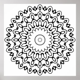 Kühne Blütenwelle-Mandala mit ausstrahlenden Schla Poster