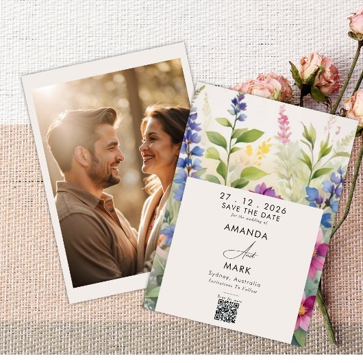Kühne Bohemische farbige Wildblume Save the Date Einladung