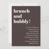 Kühne braune moderne Brunch-Sprudel-Brautparty Einladung (Vorderseite)