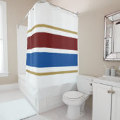 kühne, breite, tiefe rote Marinebänder auf Weiß Duschvorhang (Beispiel)