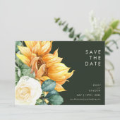 Kühne Country Sunflower | Dunkelgrün horizontal Save The Date (Stehend Vorderseite)