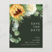 Kühne Country Sunflower | Dunkelgrün Save the Date Einladungspostkarte (Vorderseite)