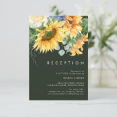 Kühne Country Sunflower | Dunkelgrüner Empfang Begleitkarte (Stehend Vorderseite)