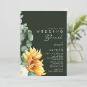 Kühne Country Sunflower | Dunkelgrüner Hochzeitsbr Einladung (Stehend Vorderseite)