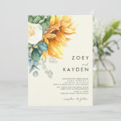 Kühne Country Sunflower | Hellgelbe Hochzeit Einladung (Stehend Vorderseite)