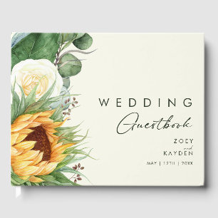 Kühne Country Sunflower Hellgelbe Hochzeit Gästebuch