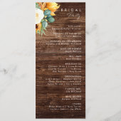 Kühne Country Sunflower | Hochzeitsprogramm für Ho Programm (Rückseite)