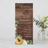 Kühne Country Sunflower | Hochzeitsprogramm für Ho Programm (Stehend Vorderseite)