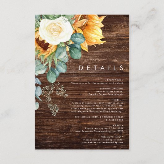 Kühne Country Sunflower | Holzdetails Begleitkarte (Vorderseite)