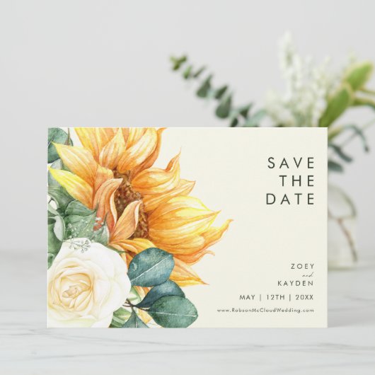 Kühne Country Sunflower | Horizontal hellgelb Save The Date (Stehend Vorderseite)