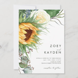 Kühne Country Sunflower Lässige Hochzeit Einladung