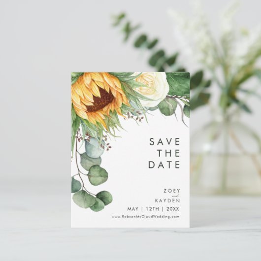 Kühne Country Sunflower | Save the Date Postkarte (Stehend Vorderseite)