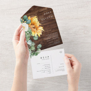 Kühne Country Sunflower Siegel und Senden von Ho All In One Einladung