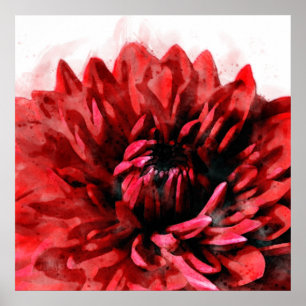 Kühne Dahlia Watercolor Crimson Poster