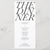 Kühne das Abendessen Schwarz-weiße Typografie Hoch Menükarte (Vorderseite)