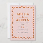 Kühne einfache Korallenrosa Einladung zur Hochzeit (Vorderseite)