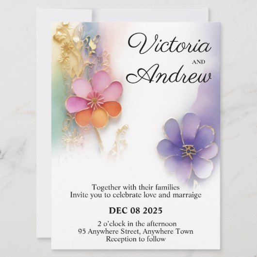 kühne Einladung zur Blumenhochzeit (Vorderseite)