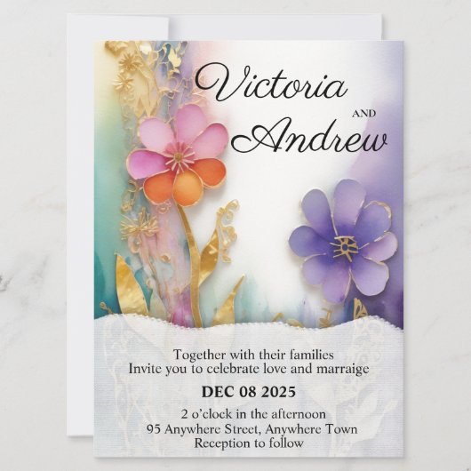 kühne Einladung zur Blumenhochzeit (Vorderseite)