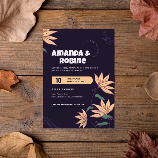 kühne Einladung zur Blumenhochzeit