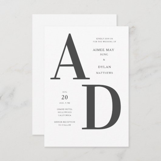 kühne Einladungen für Hochzeiten (Vorne/Hinten)