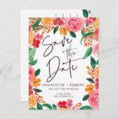 Kühne Fall rosa Blütenhochzeit rosa speichern Sie  Ankündigungspostkarte (Vorne/Hinten)