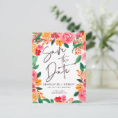 Kühne Fall rosa Blütenhochzeit rosa speichern Sie  Ankündigungspostkarte (Stehend Vorderseite)