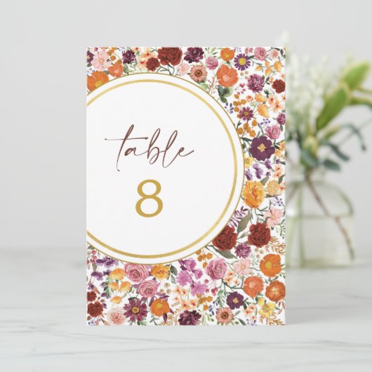 kühne Fall Wildblume Hochzeit Tischnummer (Stehend Vorderseite)