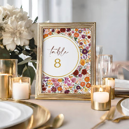 kühne Fall Wildblume Hochzeit Tischnummer