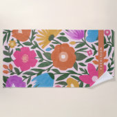 Kühne farbenfrohe Blume Mädchen Name Strandtuch (Vorderseite)