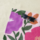 Kühne farbenfrohe Blume Mädchen Name Strandtuch (Beispiel)