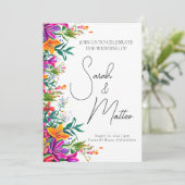 kühne farbenfrohe Blumen Sommer Chic Pink Hochzeit Einladung (Stehend Vorderseite)