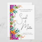 kühne farbenfrohe Blumen Sommer Chic Pink Hochzeit Einladung (Vorne/Hinten)