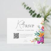 kühne farbenfrohe Blumensommer Chic Blume Hochzeit RSVP Karte (Stehend Vorderseite)