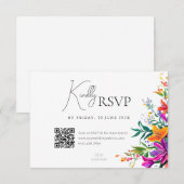 kühne farbenfrohe Blumensommer Chic Blume Hochzeit RSVP Karte (Vorne/Hinten)