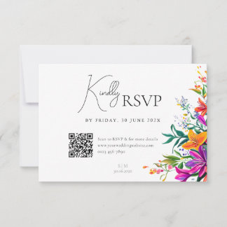 kühne farbenfrohe Blumensommer Chic Blume Hochzeit RSVP Karte