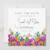 kühne farbenfrohe Blumensommer Chic Pink Hochzeit Save The Date (Vorderseite)