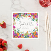 kühne farbenfrohe Blumensommer Chic Pink Hochzeit Serviette (Beispiel)