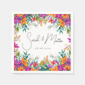 kühne farbenfrohe Blumensommer Chic Pink Hochzeit Serviette (Vorderseite)