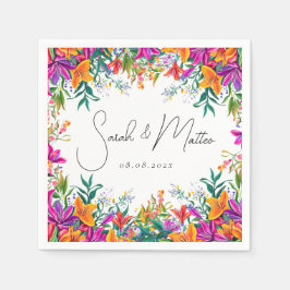 kühne farbenfrohe Blumensommer Chic Pink Hochzeit Serviette
