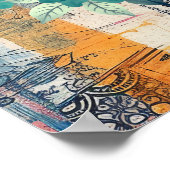 Kühne, farbenfrohe Boho Floral Butterfly Abstrakte Poster (Ecke)