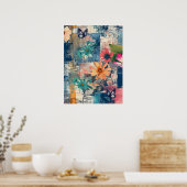 Kühne, farbenfrohe Boho Floral Butterfly Abstrakte Poster (Küche)