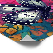 Kühne, farbenfrohe Boho Floral Butterfly Abstrakte Poster (Ecke)