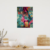 Kühne, farbenfrohe Boho Floral Butterfly Abstrakte Poster (Küche)