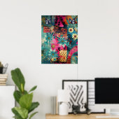 Kühne, farbenfrohe Boho Floral Butterfly Abstrakte Poster (Heimbüro)
