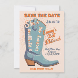 kühne farbenfrohe Cowboy-Western Bat Mitzvah Einladung