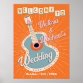 Kühne farbenfrohe Cowboy Western Gitarre Begrüßung Poster (Vorne)